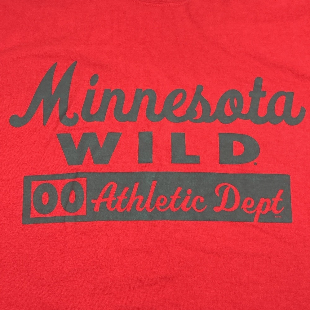 Minnesota Wild Red Green T-Shirt Sz XL "ATHLETIC DEPT" Gear For Sports